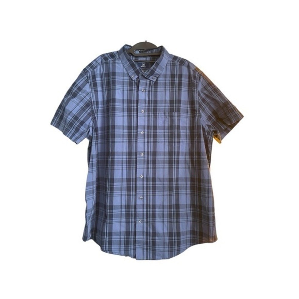 George Casual Blue Plaid Button Down Shirt (CLASSIC FIT) Size 2XL